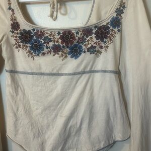 Floral Embroidered Cream Topcute Boho top